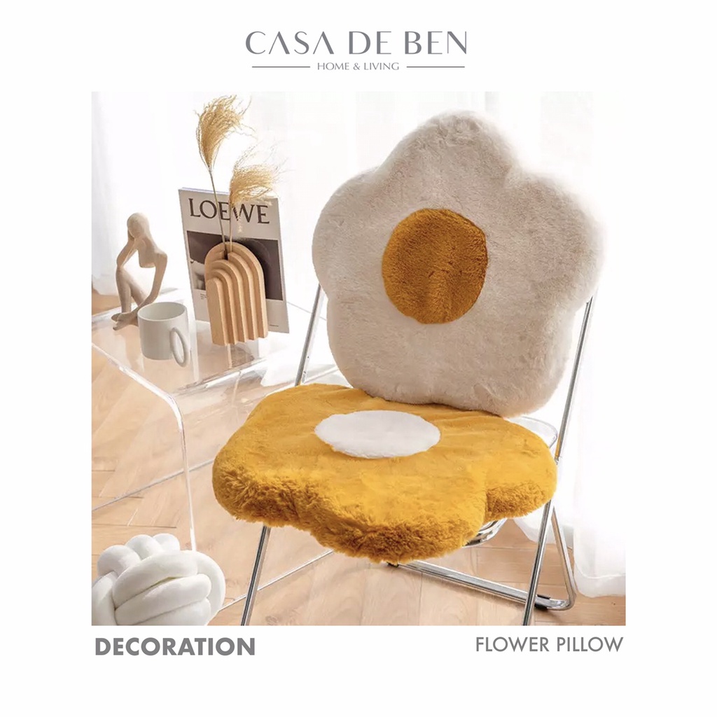 Flower Pillow / Bantal Sofa Bunga Telur Poached Egg Cushion Bedroom Round Kursi Seat Window Plush Li