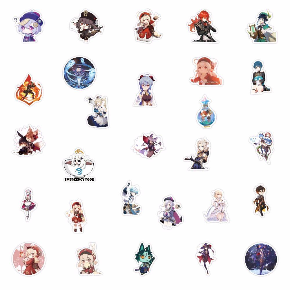 Agustina Genshin Impact Stiker 50pcs Laptop Cangkir Air Cosplay Anime