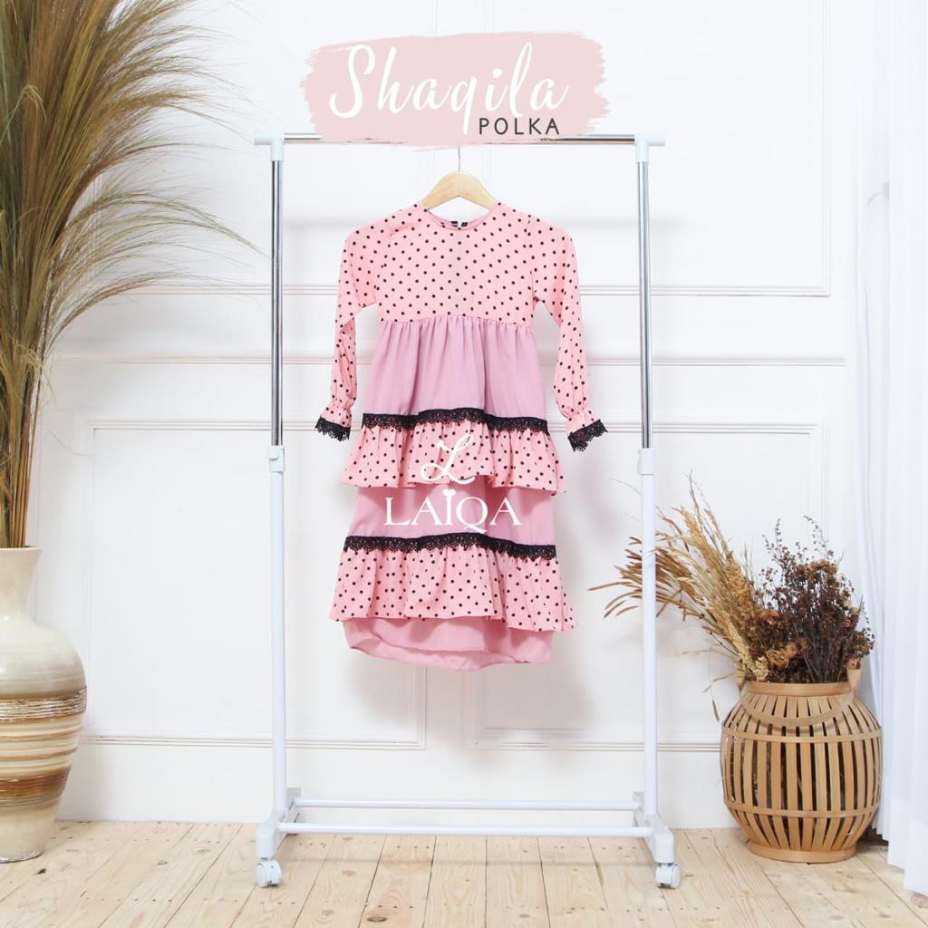 Gamis Anak, Shaqila Polka series Pink 3 - 8 Tahun by LAIQA