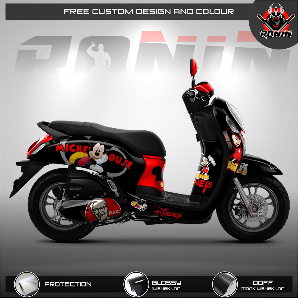 Sticker Decal All New Scoopy, Scoopy 2021 Full Body Full Blok Motif Mickey Mouse