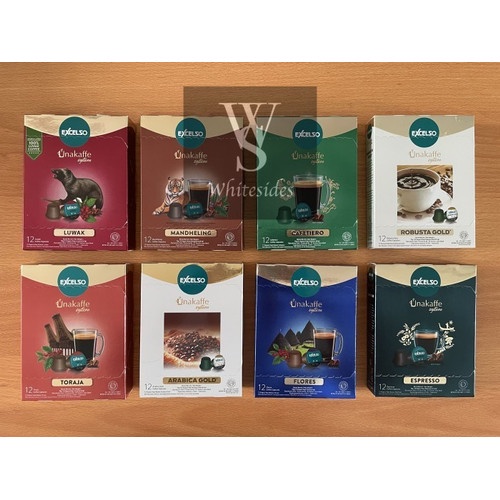 

Excelso Capsule Kapsul Unakaffe Coffee Kopi Instant Black Box Ventura Espresso Cafetiero Luwak Toraja Flores Arabica Gold Robusta Mandheling Whole Bean