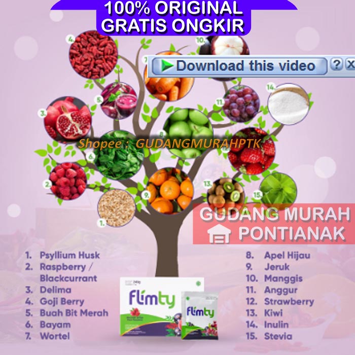 Flimty Fiber 1 BOX isi 16 Sachet ORIGINAL ASLI BPOM pelangsing obat kurus diet Detox Kesehatan