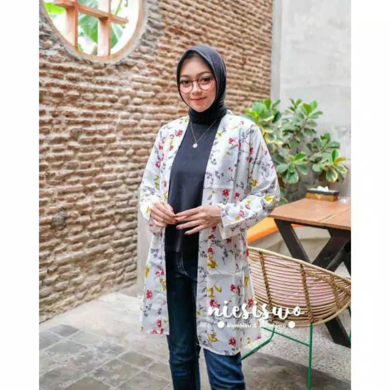 Long Kardigan Cardy Cardigan Cardi Kardi Gardigan Outerwear Outher Motif Bunga Happy Cardy Murah