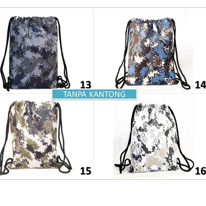 Stok terbatas.. String Bag Army US / Drawstringbag Pixel Tentara / Tas Serut Marine Parachute Lopez