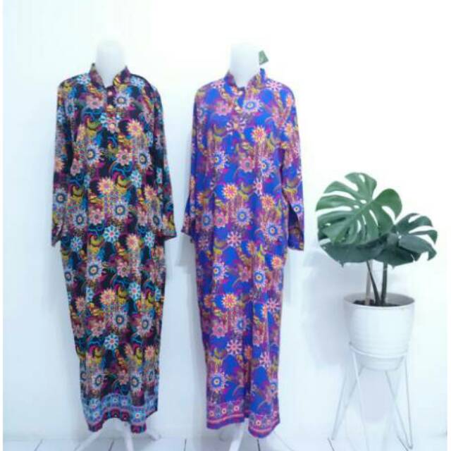  Daster  panjang longdress batik  kencana  ungu  Ld 21 Shopee 