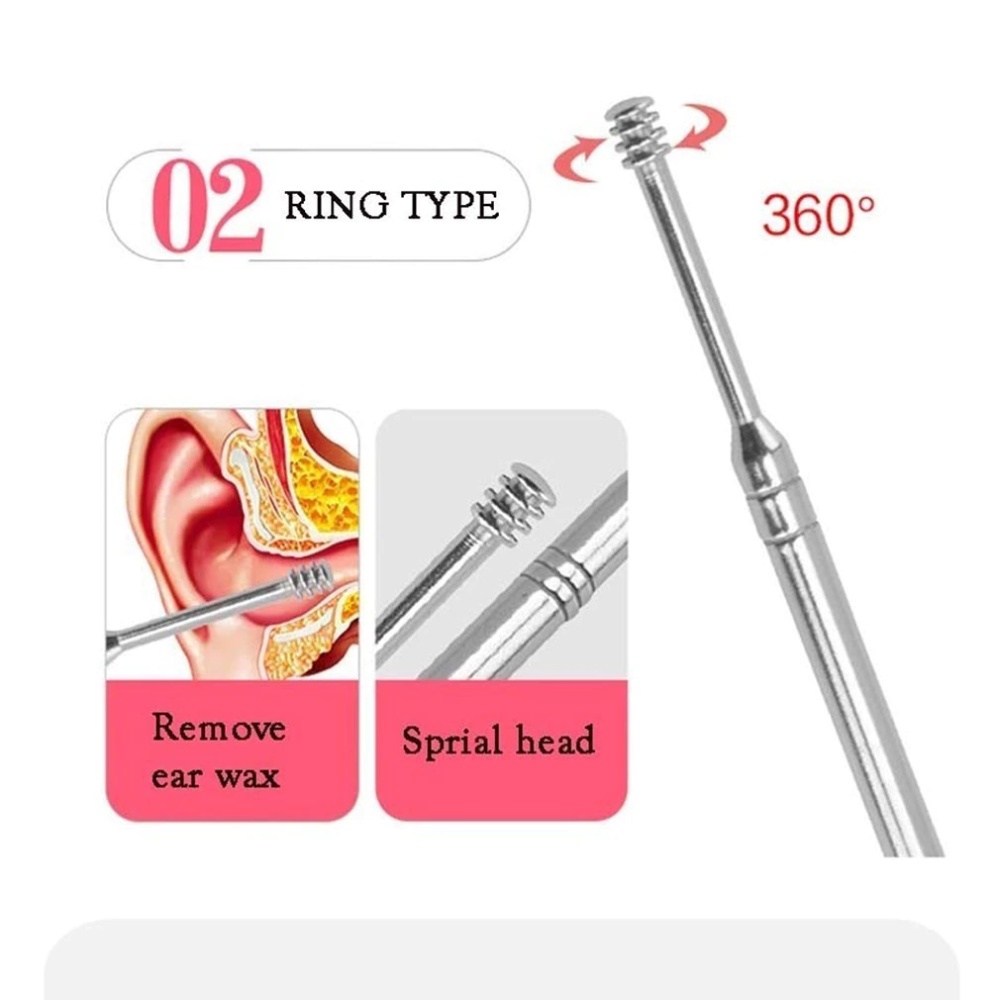 Pembersih Korek Telinga 6 Pcs Stainless Steel Ear Wax