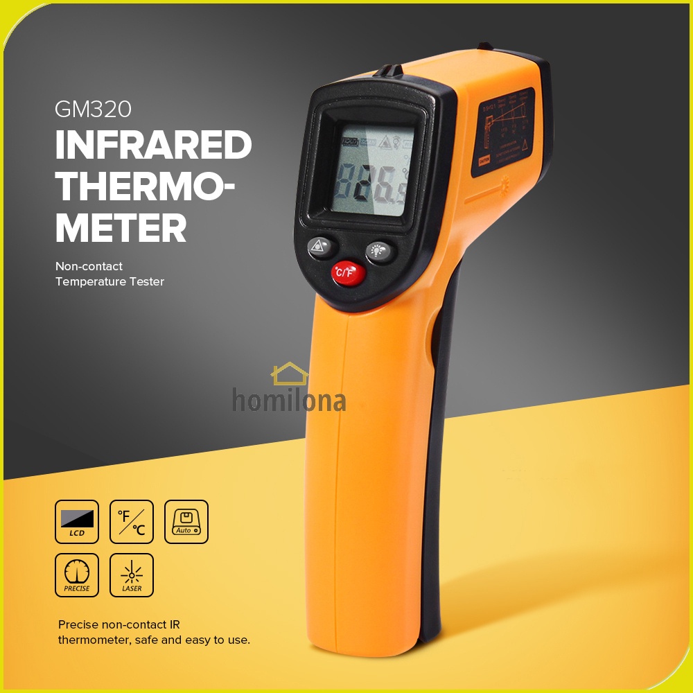 Thermometer Laser Infrared Non Contact - SMARTSENSOR 320-EN-00 - Orange