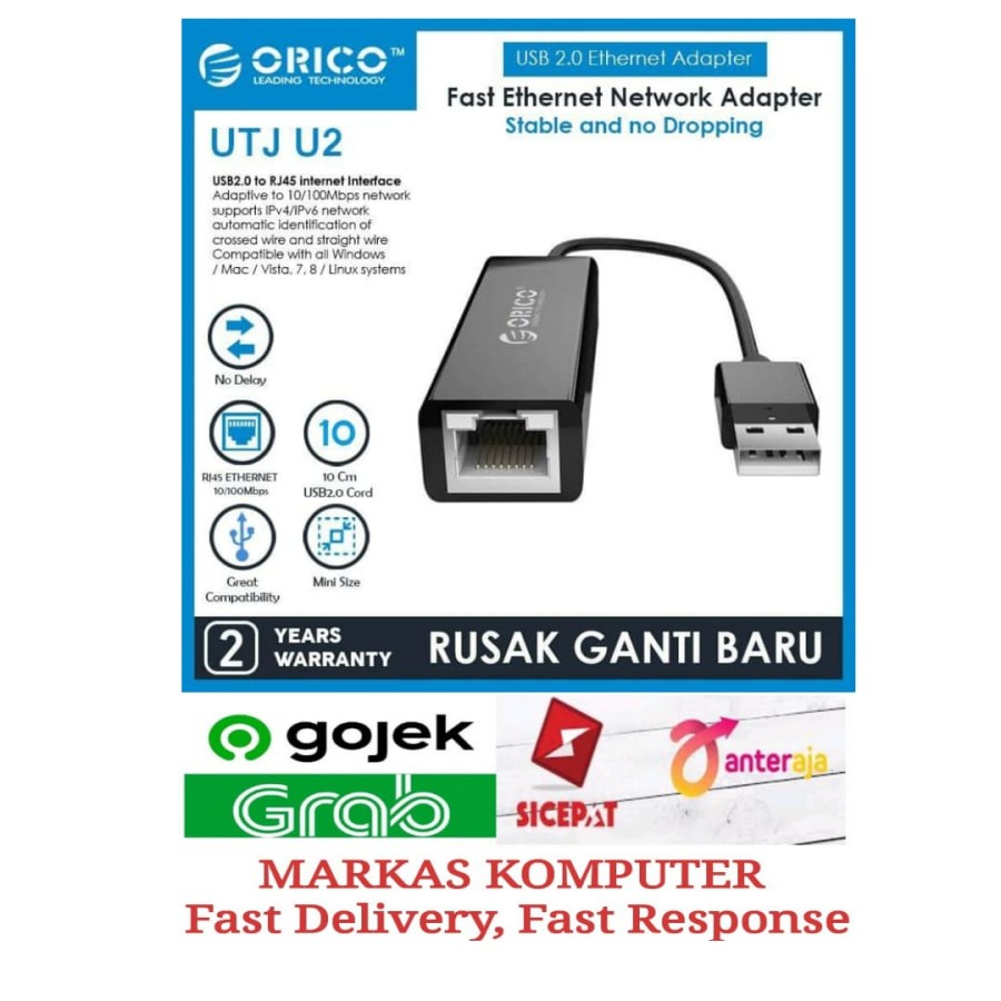 LAN TO USB ORICO UTJ-U2 USB 2.0 Fast Ethernet Network Adapter ORIGINAL