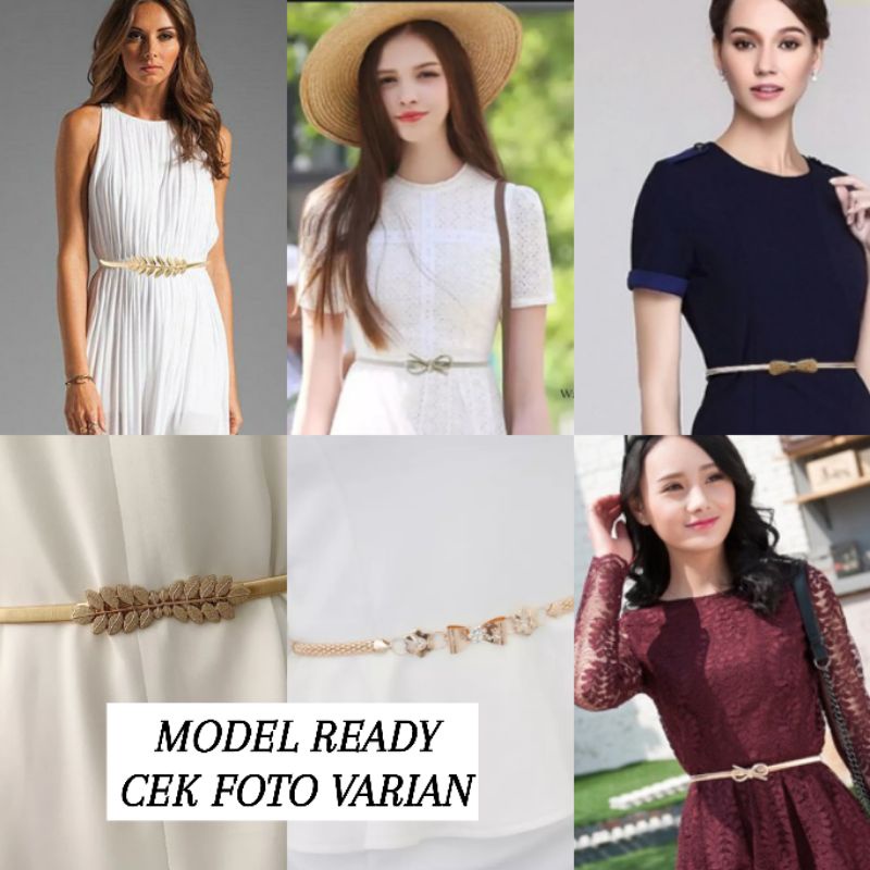 Belt Daun Elastis Ikat Pinggang Gesper Fashion Wanita