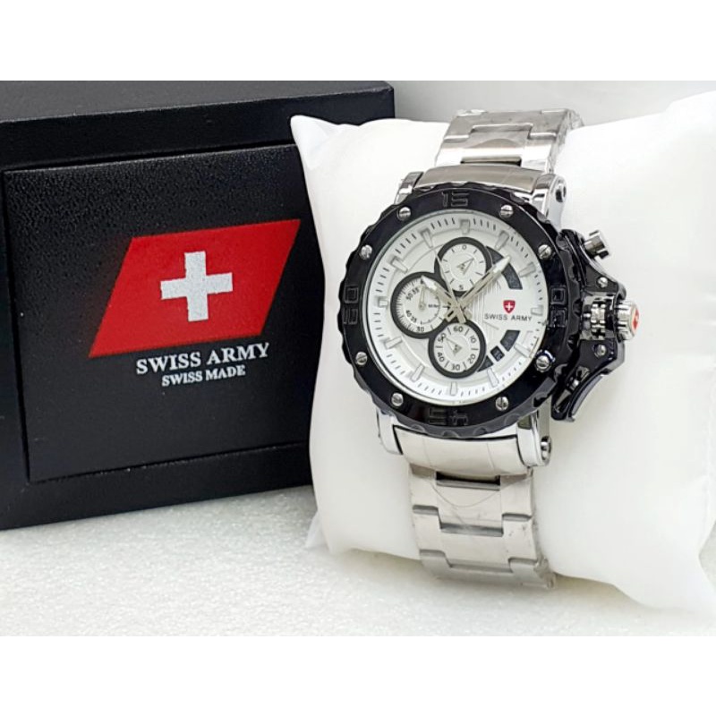 SW1SS 4RMY JAM TANGAN PRIA STAINLISS STEEL 9218 CHRONOGRAPH AKTIF JAM TANGAN PRIA