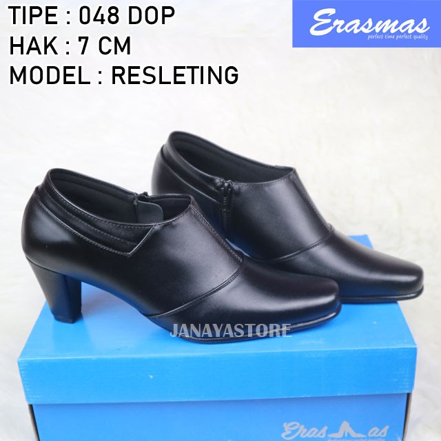 Sepatu PDL Sus 048 Erasmas Resleting ANGKLE BOOT Polwan Kowad DISHUB POL PP HAK 7CM ANKLE BOOT