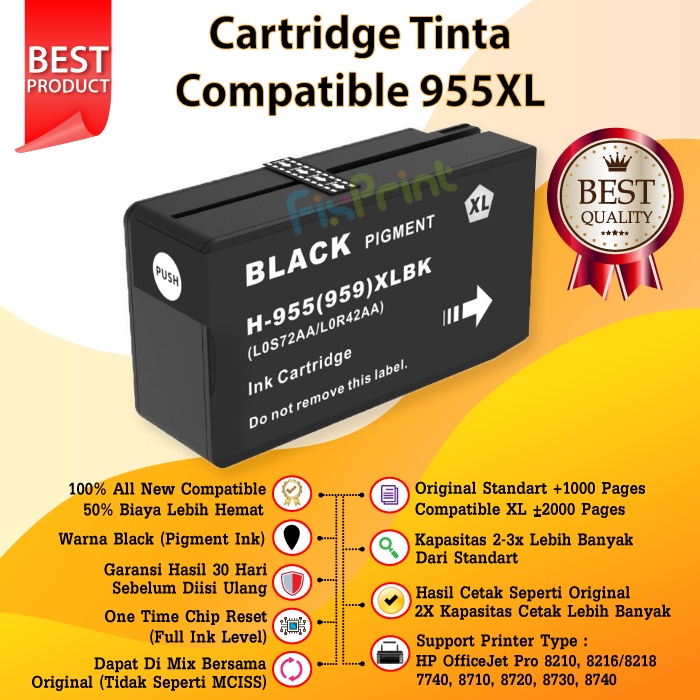 Compatible Cartridge Printer 955XL 955 XL Black Cyan Magenta Yellow