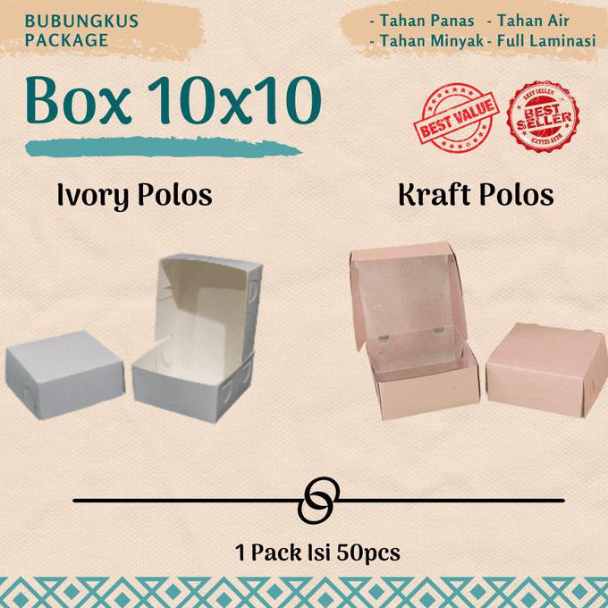 termurah BOX 10X10 1PCS / BOX TAKOYAKI / BOX DIMSUM / BOX KUE CUBIT - Ivory Polos berkualitas