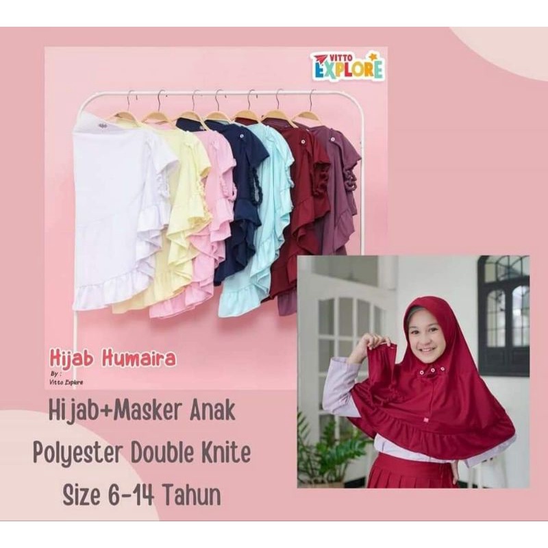(D1)  Kerudung / Jilbab anak hijab humaira masker by vitto kidswear explore size kids junior remaja 