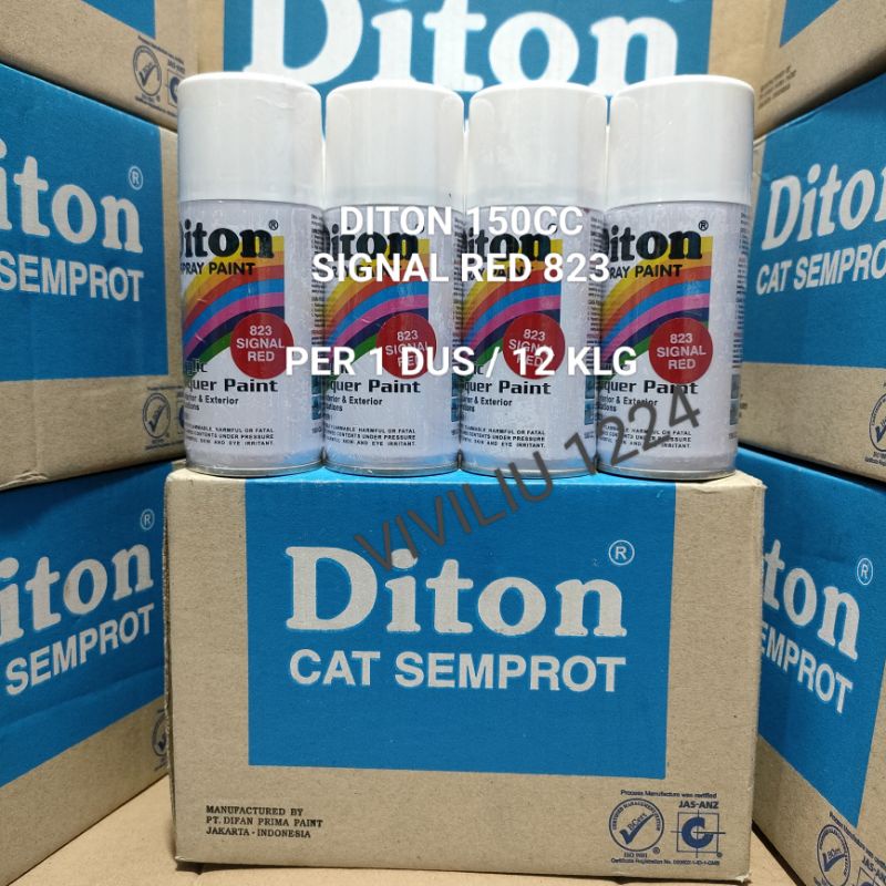 Pilok Cat Diton Signal Red 823 Per 1 Dus / 12 Klg Merah Cabe 150cc Harga Per 1 Dus (12) Cat Semprot Diton 150cc Pilok Diton Pilox Diton Cat Diton 150cc