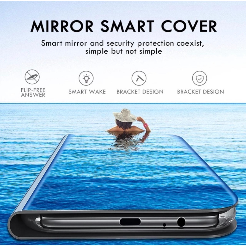 SAMSUNG A01 A11 A31 A51 A71 A72 A01 CORE A2 CORE Case Flip Cover Mirror Clear View Stand Auto Lock-3
