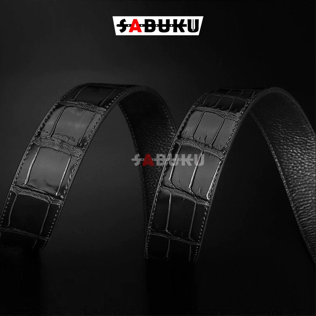 Ikat Pinggang Pria Tipe Rel MenBeltGesper Kulit Pria Asli Pria Sabuk Mewah elegant Free Box - 115