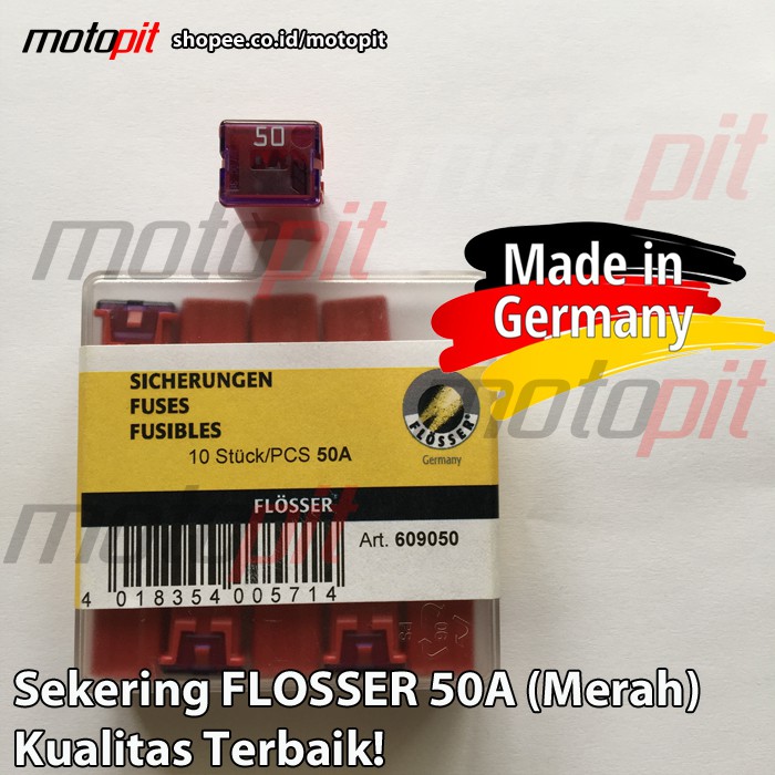 Flosser Sekring Pusat Sekering Kotak Panjang Fuse Mobil 50A Merah
