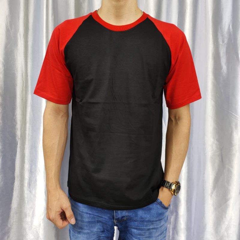 Kaos reglan polos pendek merah-hitam /hitam-merah uk m l XL xxl dewasa