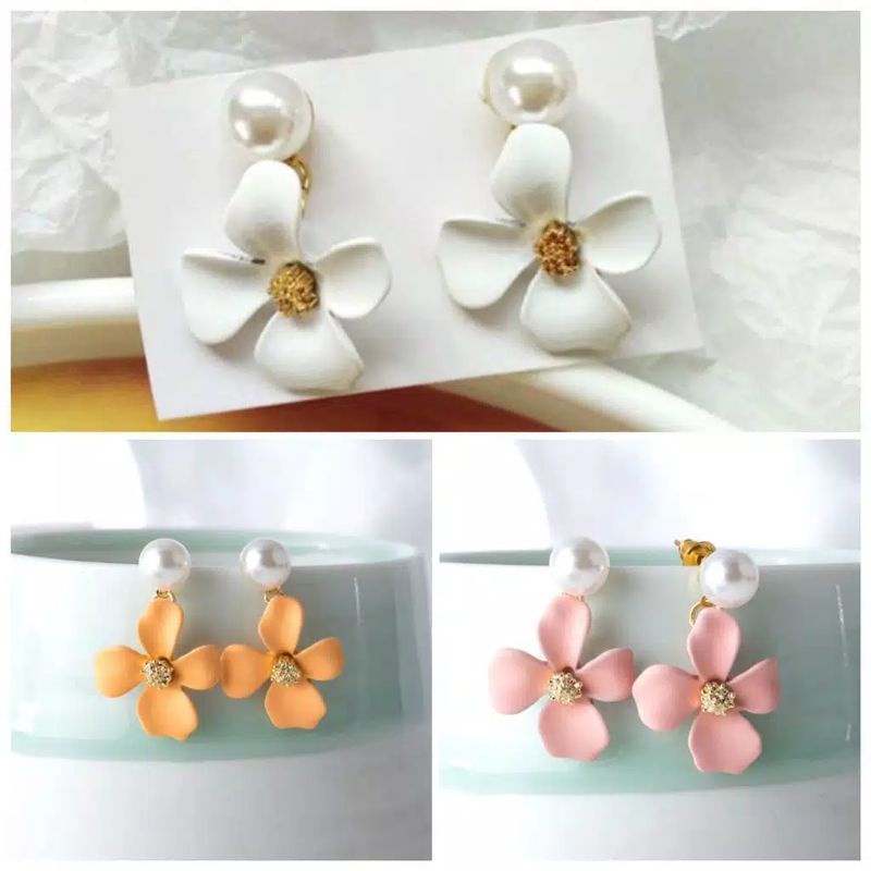 [COD] 1 Pasang Anting Tusuk Wanita Fashion Korea Motif Bunga Anting Tusuk Cantik Elegan Aksesoris Fashion Anting