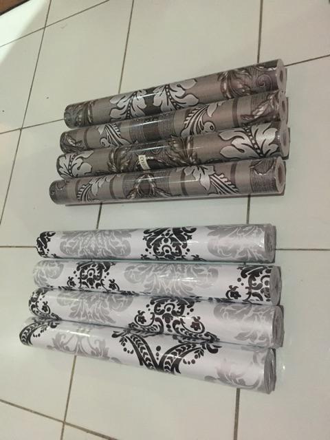 Wallpaper Dinding Sticker Motif Batik Solo Coklat | Ukuran 45cm X 10m