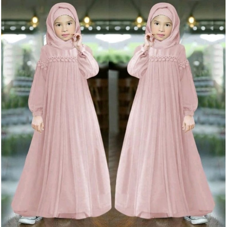 ZOYA MAXI KIDS/gamis anak free bergo/baju muslim anak perempuan terbaru 3-9th