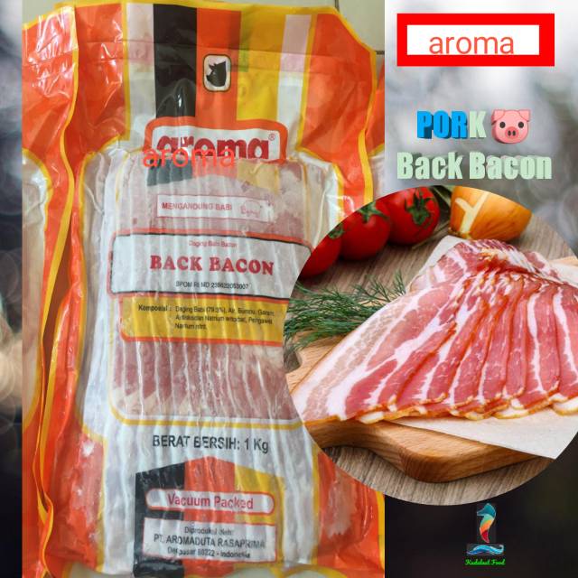 

(Tersedia HARGA GROSIR❗) Aroma PORK Back Bacon ; Vaccum Pack 1 kg
