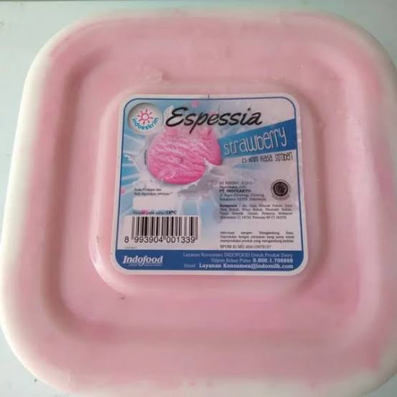 

INDOFOOD ICE CREAM ESPESSIA RASA STRAWBERRY 8L