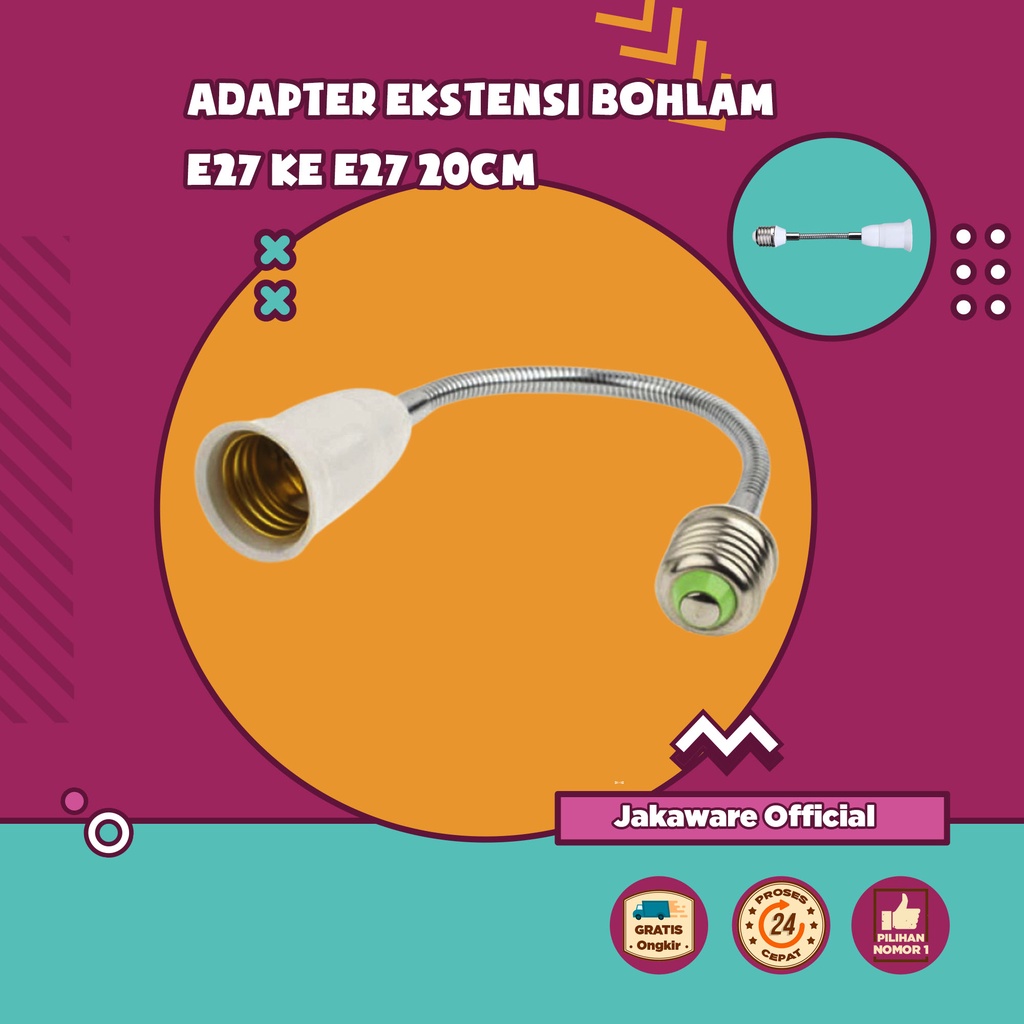 ADAPTER EKSTENSI BOHLAM E27 KE E27 20CM ADAPTOR LAMPU FITTING FITING FLEKSIBLE FLEKSIBEL COLOKAN COL