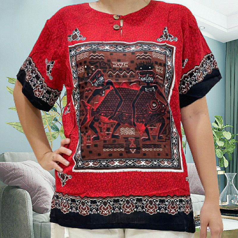 kaos barong cowok cewek baju barong baju bali barong warna size XL besar bahan rayon super lembut dan adem