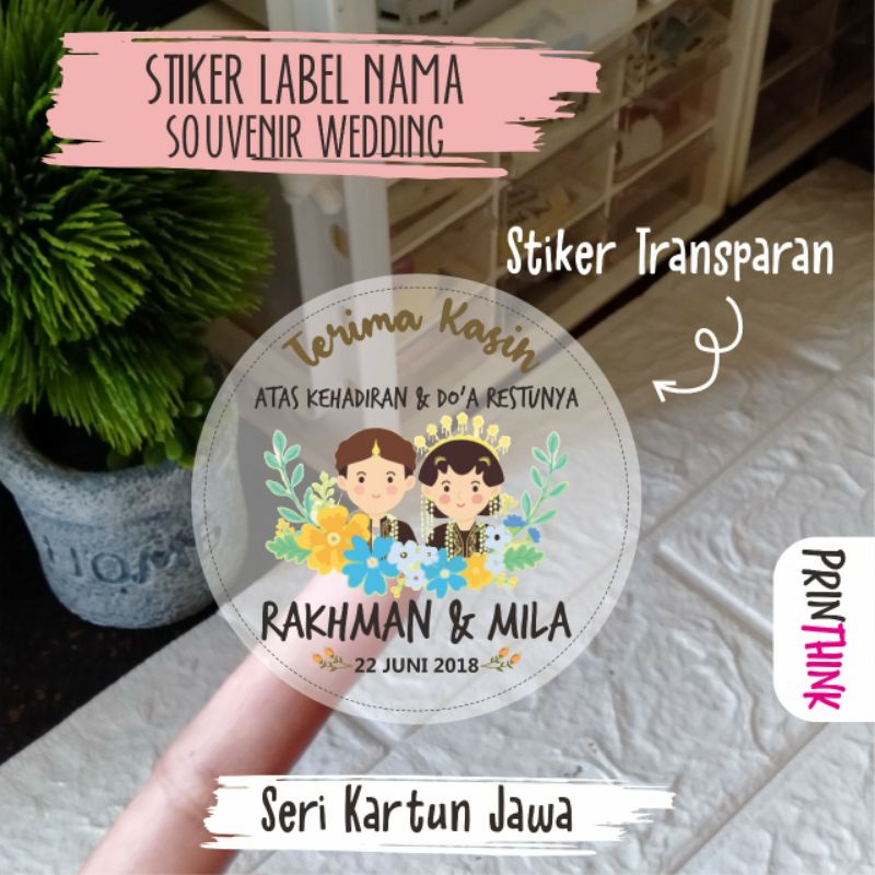 

STIKER TRANSPARAN LABEL NAMA SOUVENIR WEDDING NIKAH BULAT | TERIMA KASIH | THANKS CARD | SERI JAWA