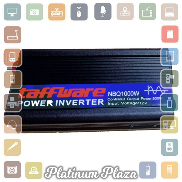 Taffware Car Power Inverter Pure Sine Wave DC 12V to AC220V 1000W - NBQ1000W - Black`15LN4P-