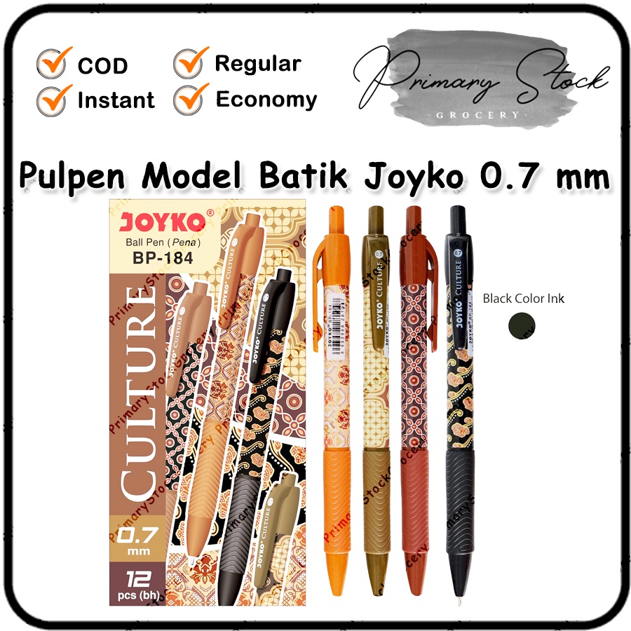 

Pulpen Joyko Culture Batik BP 184 Ball Pen BP-184 Hitam Batik 0.7 mm Ballpen Cetek