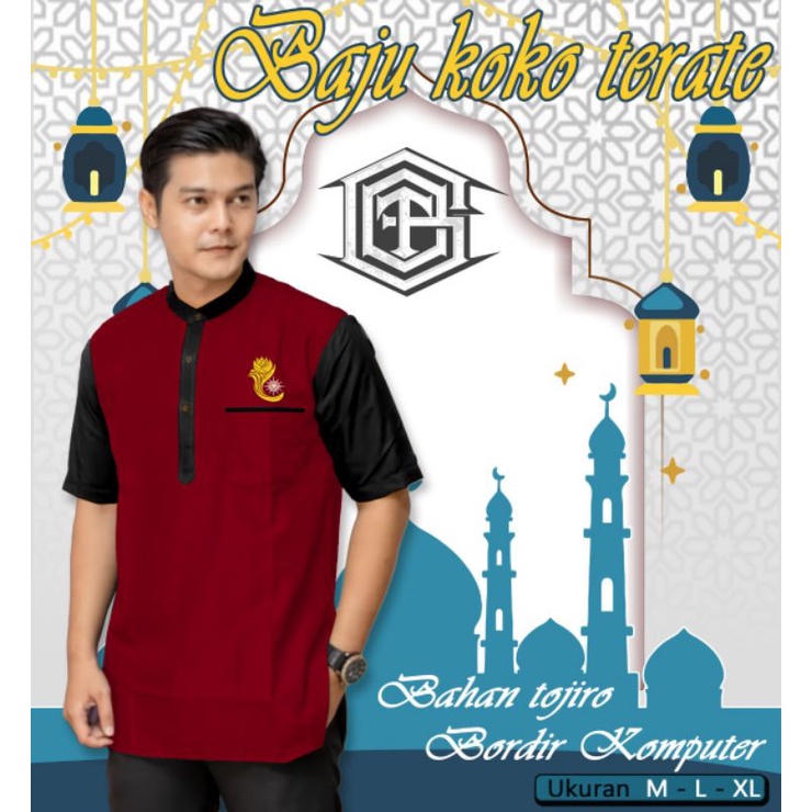 BAJU KOKO PSHT-BAJU KOKO SH TERATE-BAJU KOKO TERBARU-BAJU KOKO MERAH LIST HITAM