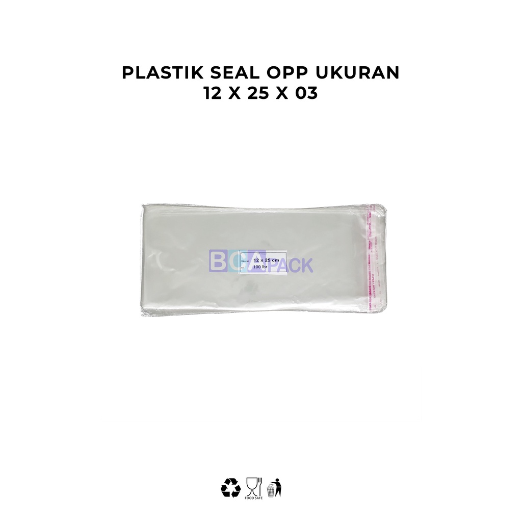 

PLASTIK SEAL OPP 12 X 25 X 03 - PLASTIK KEMASAN BENING ISI 100 LEMBAR