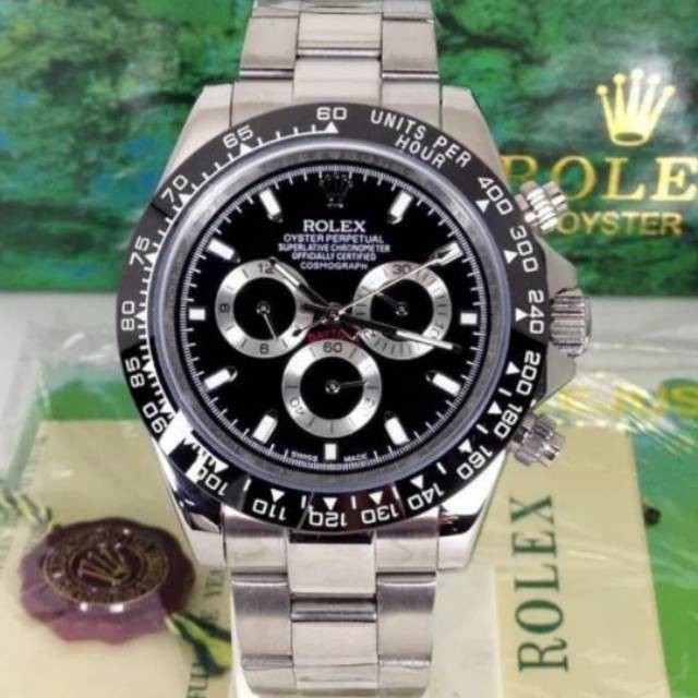 Jam Tangan Pria Merk Rolex Daytona Black Ceramic Automatic Clone