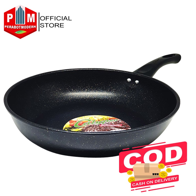 Frypan Teflon Anti Lengket Calypso 22cm / Frypan Marbel Anti Lengket / wajan panci teflon penggorengan anti lengket telor telur ikan goreng kulit lumpia kebab cannai roti maryam steak bbq besar