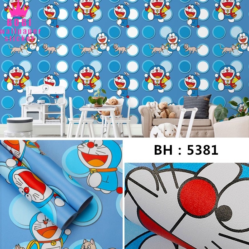 Wallpaper Sticker 5381 Doraemon Cats / Wallpaper Sticker Termurah / 9mx45cm