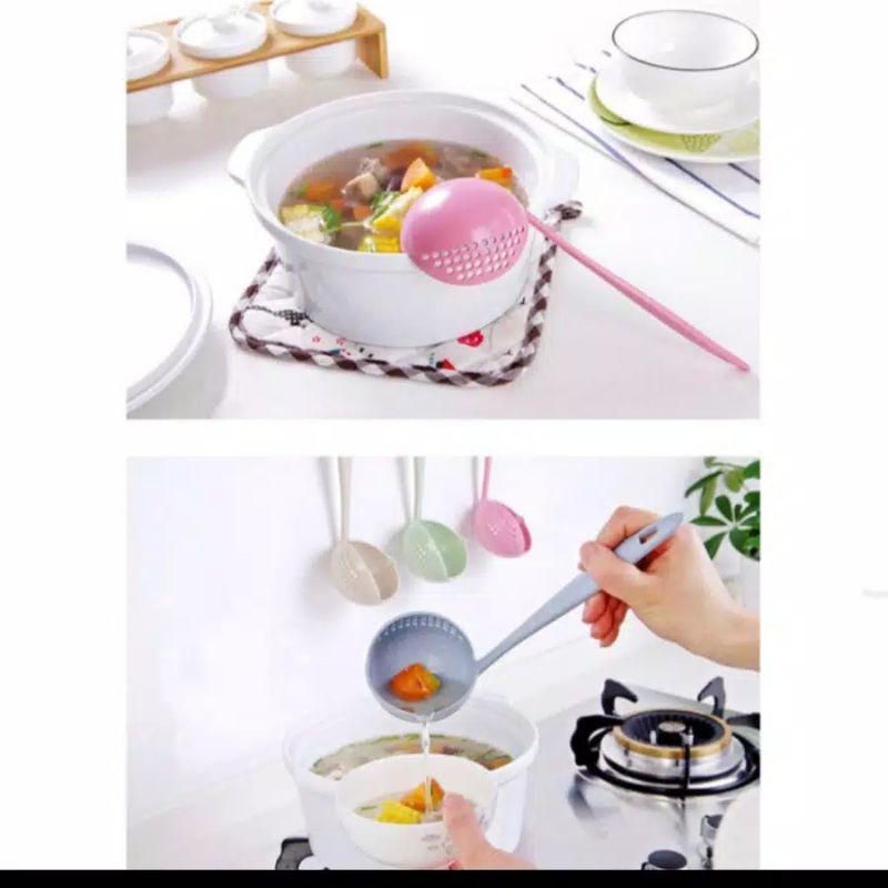 Sendok kuah sup sayur centong saring masak 2in1 serbaguna kitchen food serbaguna multifungsi makan A