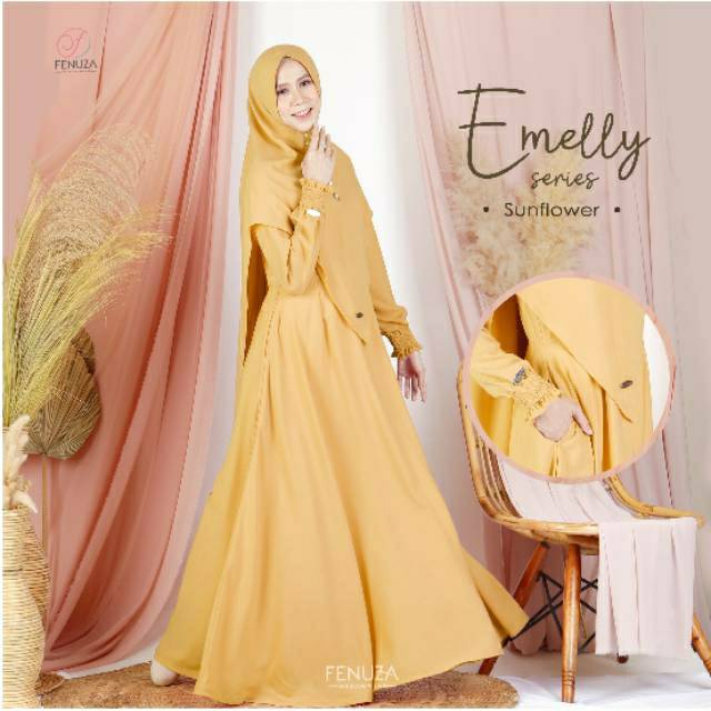 Gamis set Syari polos bestseller Emelly by Fenuza