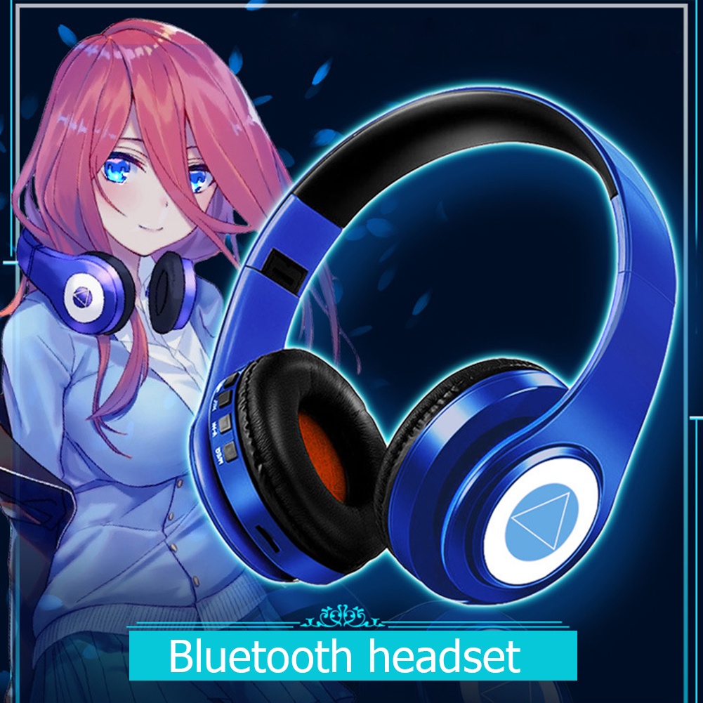 ⚡Bluetooth+wired⚡Anime headset Headphone Bluetooth Headset Musik Gaming dengan Mic Suara HIFI Bass Mantap Miku Nakano Sanjiu Cosplay MMY