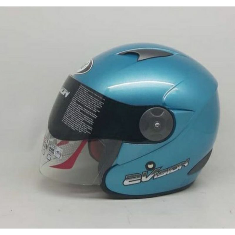 Helm KYT 2 vision ORIGINAL MURAH DOT dan SNI Helm indonesia-Ice blue