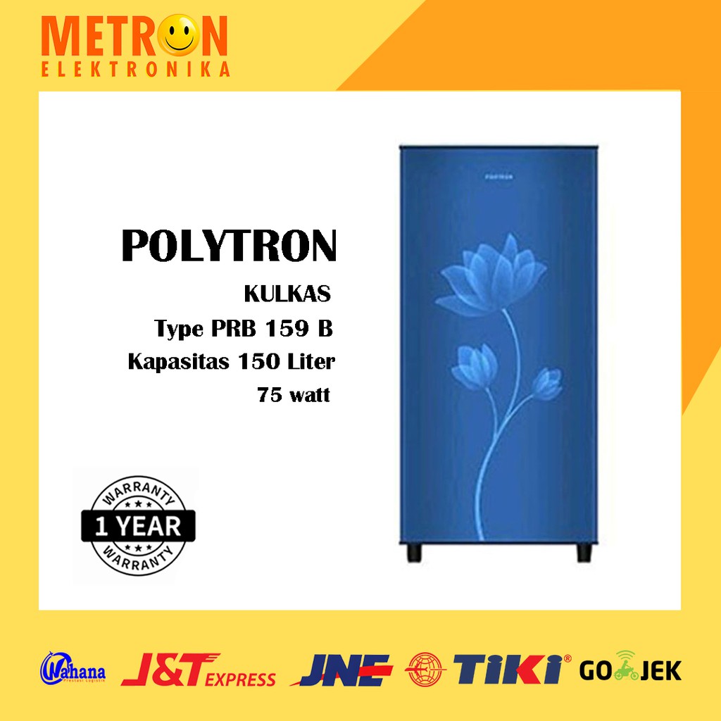 POLYTRON PRB 159 B / BLUE GREEN METAL KULKAS 1 PINTU 150 LT / PRB159B