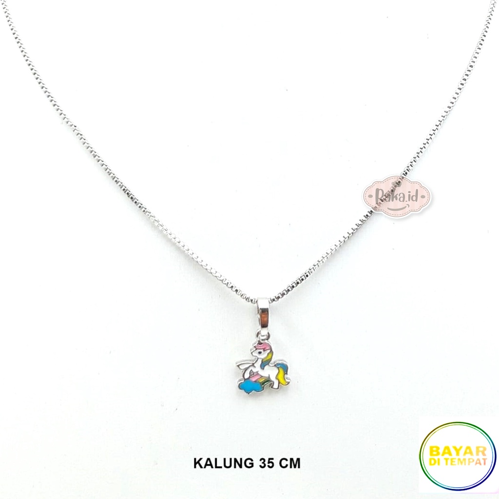 Kalung Anak Unicorn Kuda Poni Pelangi Perhiasan Cantik Anak Lapis Emas 18k 763