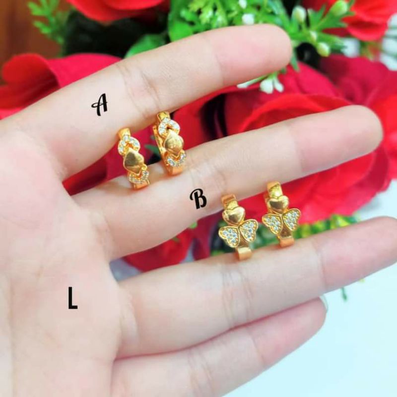 Anting Jepit Dewasa Permata Zircon Gold dan Silver perhiasan Wanita (COD)