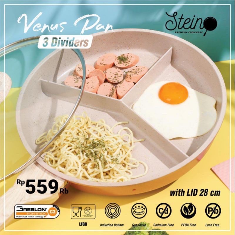 Stein Cookware Venus Pan 28cm 3 Divider - Panci SteinCookware