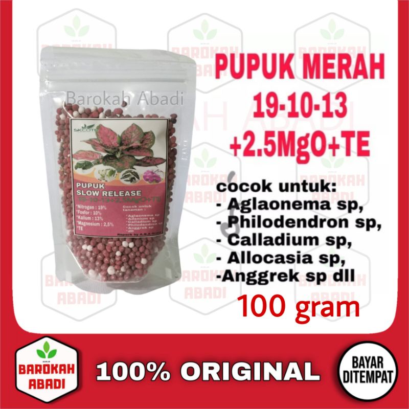 Pupuk merah Osmocote 19-10-13 +2.5MgO + TE 100 gram dekastar