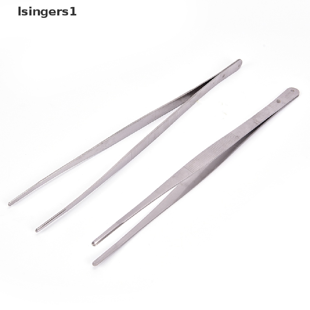 (lsingers1) Pinset Panjang Lurus 12 &quot;30cm Bahan Stainless Steel Warna Silver