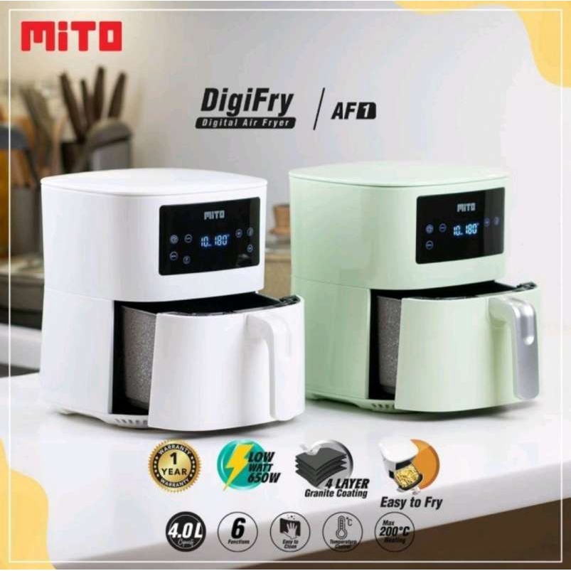 Mito AF 1 Digital Air Fryer 4 Liter Low Watt Hijau ( Mint Green / Lime )