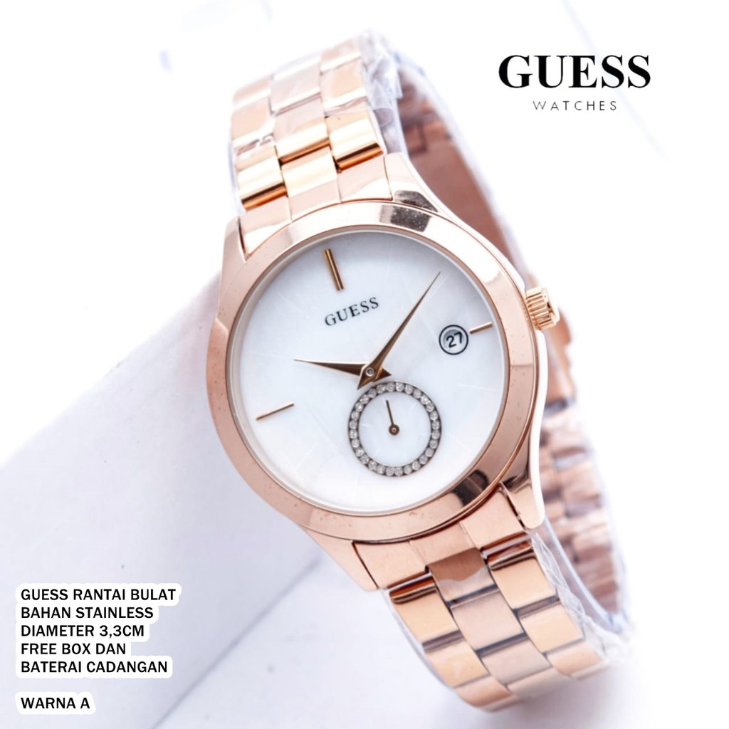 Jam tangan wanita guess bulat rantai/Jam tangan wanita rantai